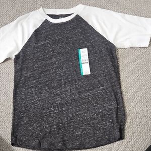 Wonder Nation Black and White Short Sleeve Raglan Tee Large 10/12